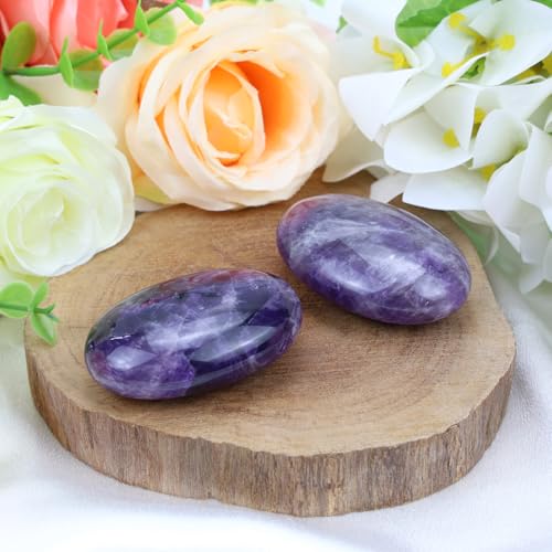 MAIBAOTA 2.4" Amethyst Crystal Healing Crystals Amethyst Stone 0.7" Thick Crystals and Healing Stones Natural Reiki Gemstone Worry Stone Energy Balancing Anxiety Stress Relief Meditation 1 Pc - Image 3