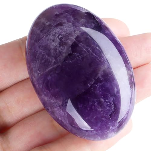MAIBAOTA 2.4" Amethyst Crystal Healing Crystals Amethyst Stone 0.7" Thick Crystals and Healing Stones Natural Reiki Gemstone Worry Stone Energy Balancing Anxiety Stress Relief Meditation 1 Pc - Image 2