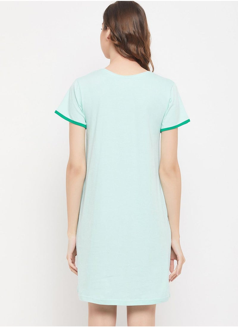 Clovia - Graphic Crew Neck Nightdress - Image 1