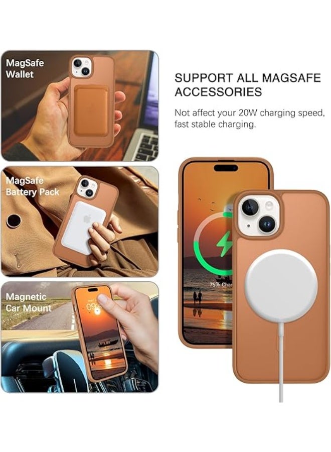 Magnetic for iPhone 13 Mini Case & iPhone 12 Mini Case,Compatible with MagSafe, Military Grade Dropproof Translucent Matte Hard Back Soft Edge Slim Phone Case iPhone 13/12 Mini , (Brwon) - Image 5