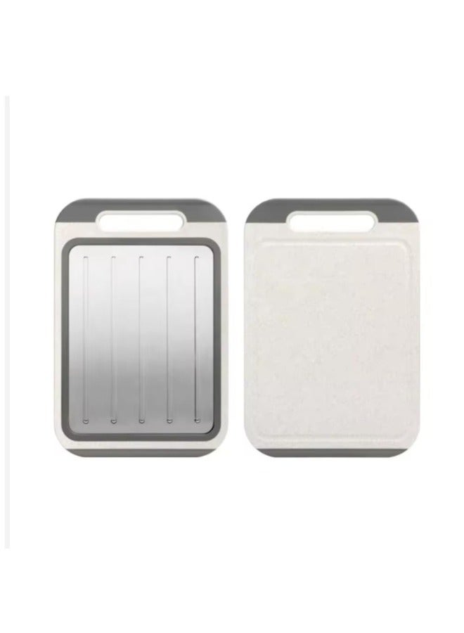 Zimtal Stainless Steel and Plastic Double-Sided Kitchen Chopping Board for Meat, Vegetables, and Fruit; Non-slip, Easy to Clean, Handle with Comfort; Multi-Purpose, Large Cutting Board (1 pcs) - Image 1