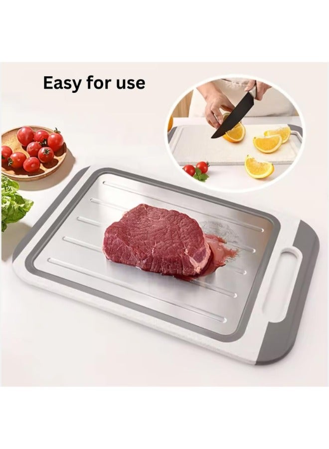 Zimtal Stainless Steel and Plastic Double-Sided Kitchen Chopping Board for Meat, Vegetables, and Fruit; Non-slip, Easy to Clean, Handle with Comfort; Multi-Purpose, Large Cutting Board (1 pcs) - Image 4