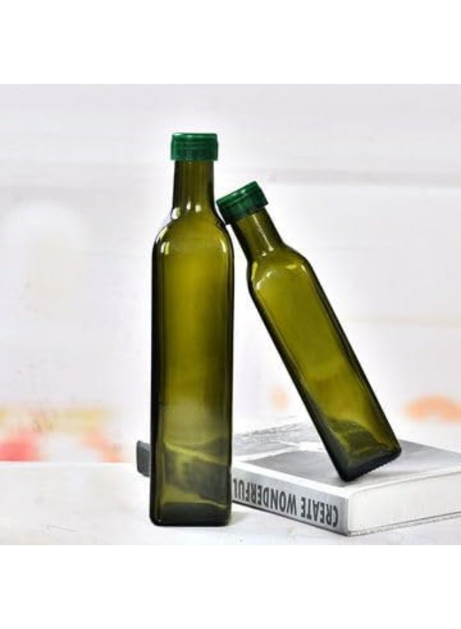 Oil Dispenser, Glass and Vinegar Dispenser Set, for Kitchen Olive oil bottle with cap and pourer and labels, green color bottles 250 ml set of 6 - Image 5