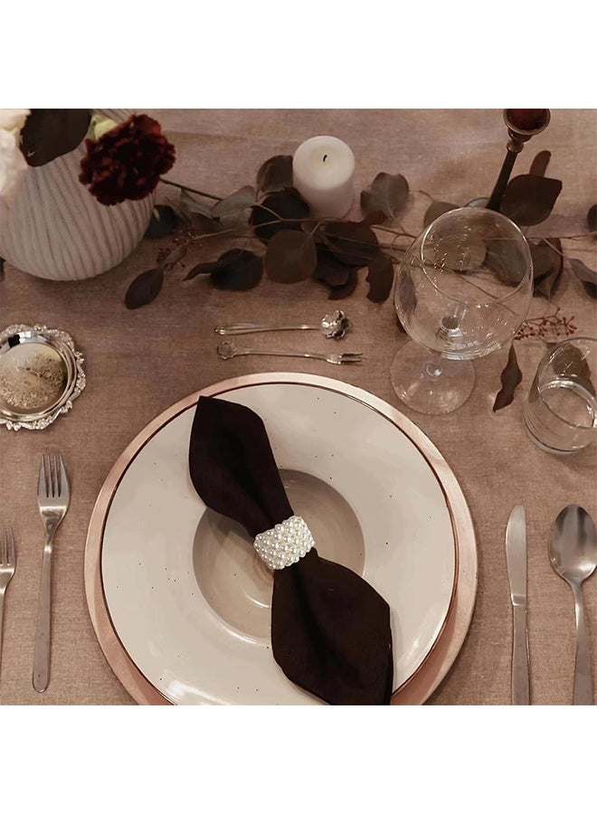 6 Pcs Classic White Imitation Pearl Beaded Round Napkin Rings, Napkin Holders for Wedding Banquet Home Party Decoration Dining Table - Image 5