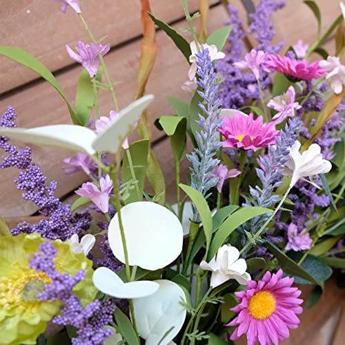 Idyllic 20 Inch Spring Summer Wild Flower Artificial Daisy Front Door Wreath, Everyday Greenery Eucalyptus Leaves for Indoor and Outdoor Use, Rustic Farmhouse Style Home Wreath Decor - Image 5