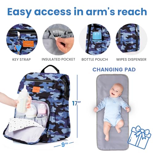 PILLANI Baby Diaper Bag Backpack - Large Bag for Boys & Girls, Waterproof Diaper Backpack - Travel Diaper Bags w/Changing Pad, Baby Registry Search & Shower Gifts - Essentials Must Haves Newborn Stuff - Image 3