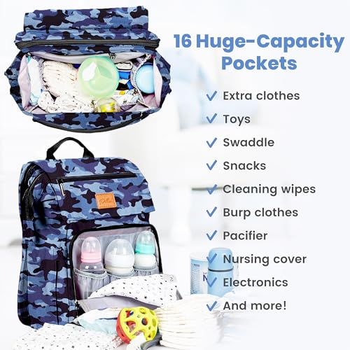 PILLANI Baby Diaper Bag Backpack - Large Bag for Boys & Girls, Waterproof Diaper Backpack - Travel Diaper Bags w/Changing Pad, Baby Registry Search & Shower Gifts - Essentials Must Haves Newborn Stuff - Image 2