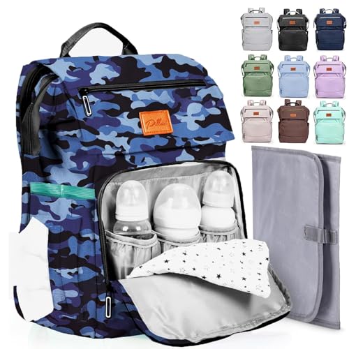 PILLANI Baby Diaper Bag Backpack - Large Bag for Boys & Girls, Waterproof Diaper Backpack - Travel Diaper Bags w/Changing Pad, Baby Registry Search & Shower Gifts - Essentials Must Haves Newborn Stuff - Image 1