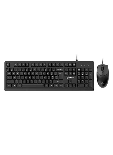 KM-2005 Wired Combo - Arabic Layout, 104 Keys, 1200 DPI Optical Mouse, Black