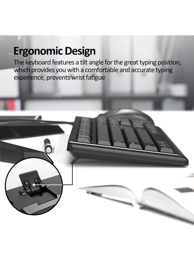 مايكروباك مجموعة ماوس ولوحة مفاتيح سلكية Micropack KM-2005 - تخطيط عربي، مفاتيح Chocolate، 1200 DPI، أسود - Image 3