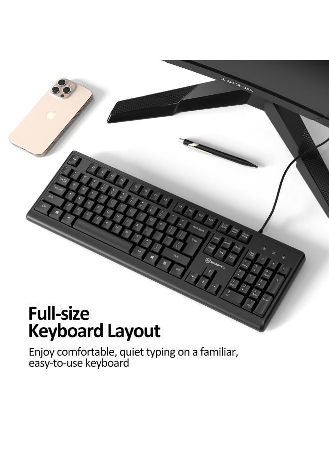 مايكروباك مجموعة ماوس ولوحة مفاتيح سلكية Micropack KM-2005 - تخطيط عربي، مفاتيح Chocolate، 1200 DPI، أسود - Image 4