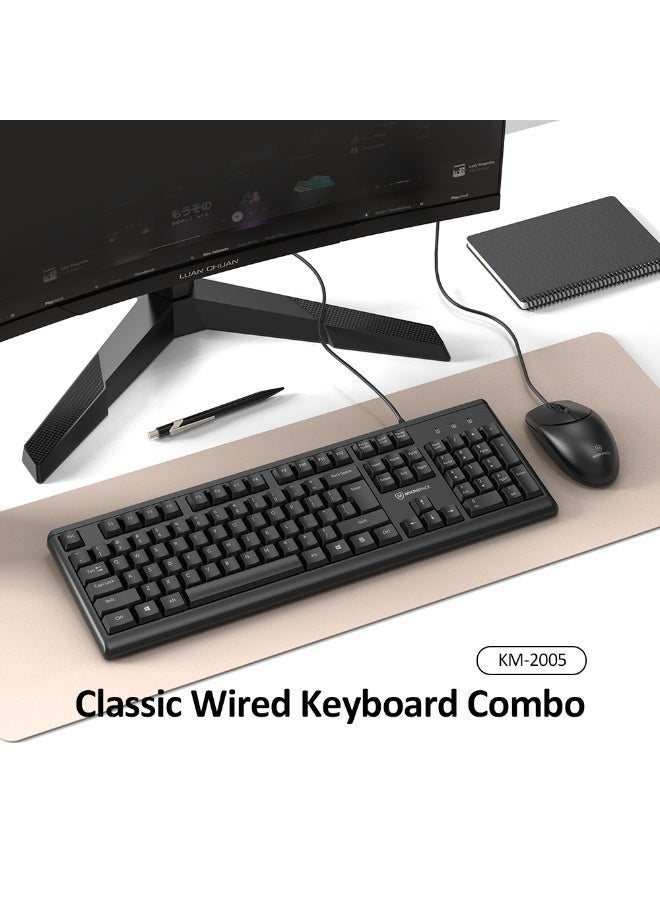 مايكروباك مجموعة ماوس ولوحة مفاتيح سلكية Micropack KM-2005 - تخطيط عربي، مفاتيح Chocolate، 1200 DPI، أسود - Image 2