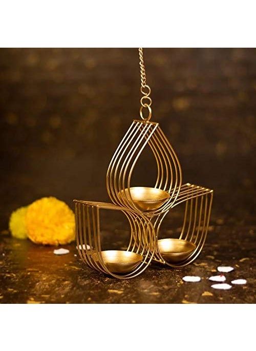 Webelkart Webelkart Tree Beautiful Wall Hanging Gold Tealight Candle Holder (Pack of 1) Metal Wall Sconce with Tealight Candles for Diwali Lighting Home Decoration  - Image 3
