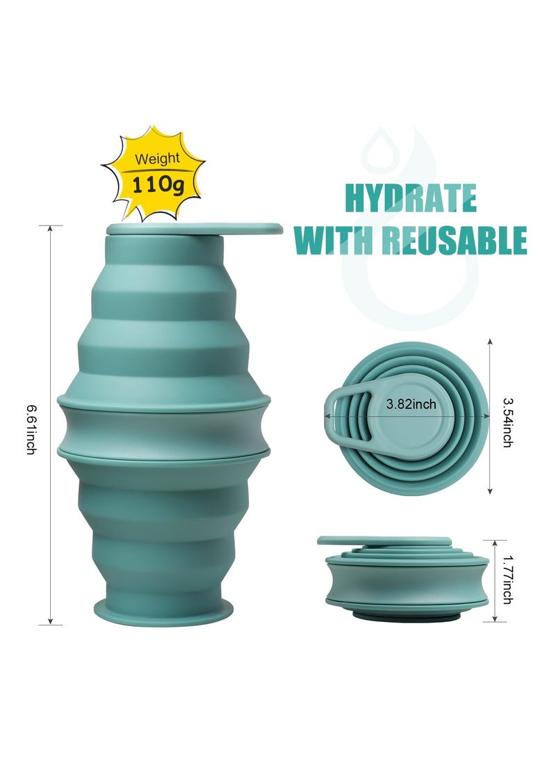 SYOSI Collapsible Water Bottles, Lightweight portable water bottle, 17 Oz Leak Proof Reuseable Foldable Silicone Bottle with Anti-Collapse Ring for Travel Camping Hiking Outdoor Indoor Sport, BPA Free - Image 2