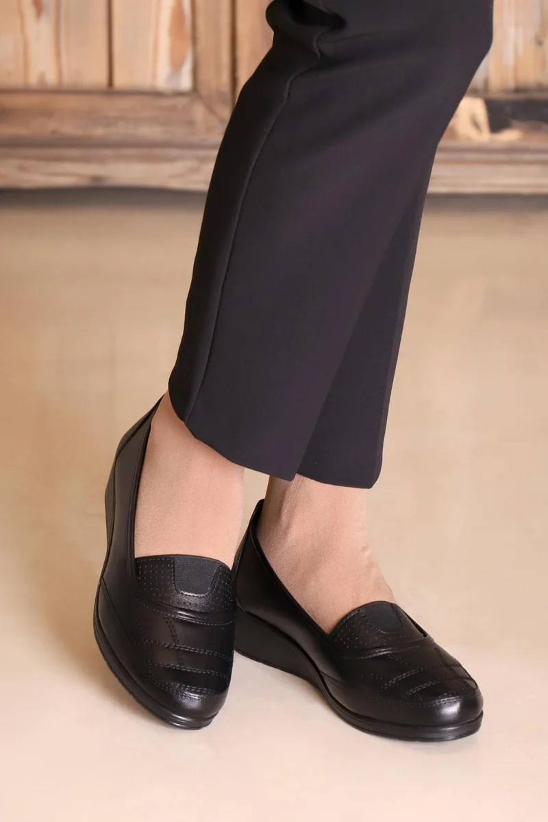 كابتن جونيور Captain Junior Women's Black Classic Shoes Orthopedic Mother Shoes Mother Ballerina Shoes Mother Women's Daily Shoes Zcglk 505