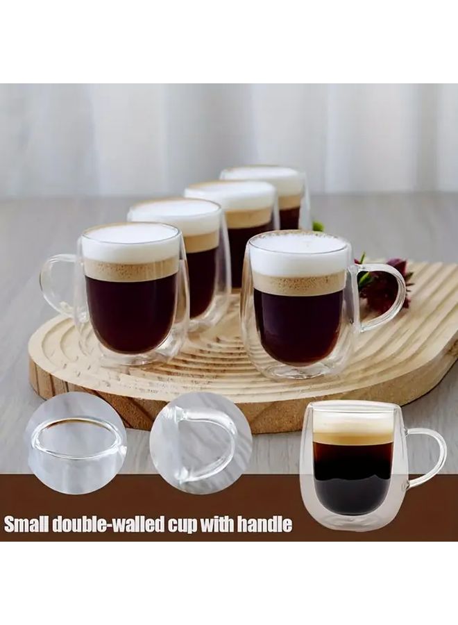 6 Pcs Borosilicate Glass Espresso Cups Double Wall Thermal Insulation Shatterproof Coffee Mugs - Image 1