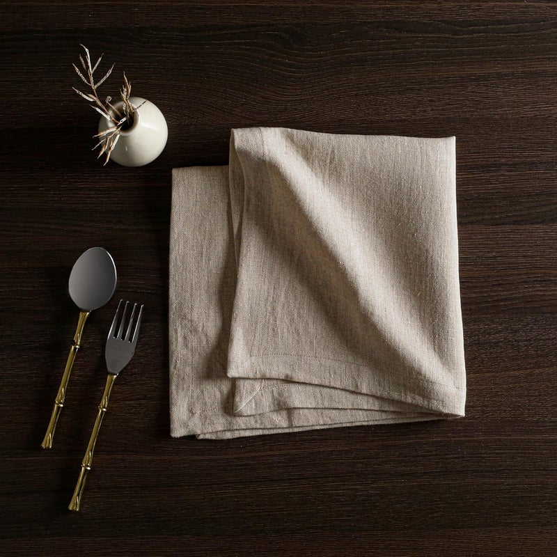 Native Fab Beige Linen Napkins  Set of 4100 Pure Belgian Linen  18x18 Inch  Soft Absorbent Washable Fabric  Reusable Table Napkins for Dinner Holiday Party Everyday Use  Beige Natural - Image 4
