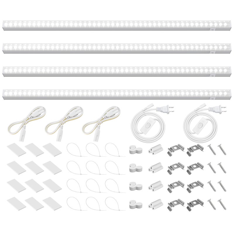 Barrina T5 Grow Lights for Indoor Plants, 2FT 40W (4 X 10W) LED Grow Light with Separate Switch, Linkable Grow Lamp, Indoor Plant Lights for Growth with White Cover, 5000K, 4 Packs - Image 1