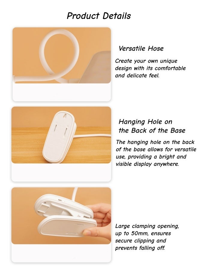 مصباح مكتب، مصباح مكتب LED بمشبك، مصباح مكتب USB، ضوء قراءة بمشبك، مصابيح تثبيت مريحة للعين، للأطفال الذين يقرؤون الكتب في السرير ليلاً، طاولة تثبيت، لوح رأس، خرطوم مرن طويل، للقراءة والدراسة وطاولة العمل - Image 3