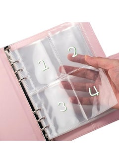 erorex 100 Envelopes Challenge Binder Savings Challenges Book A5 Money Saving Challenge Book Budget Binder With Card Slot Stainless Steel Ring 25 Sheets Reusable Transparent Cash Envelopes Pink  - Image 2