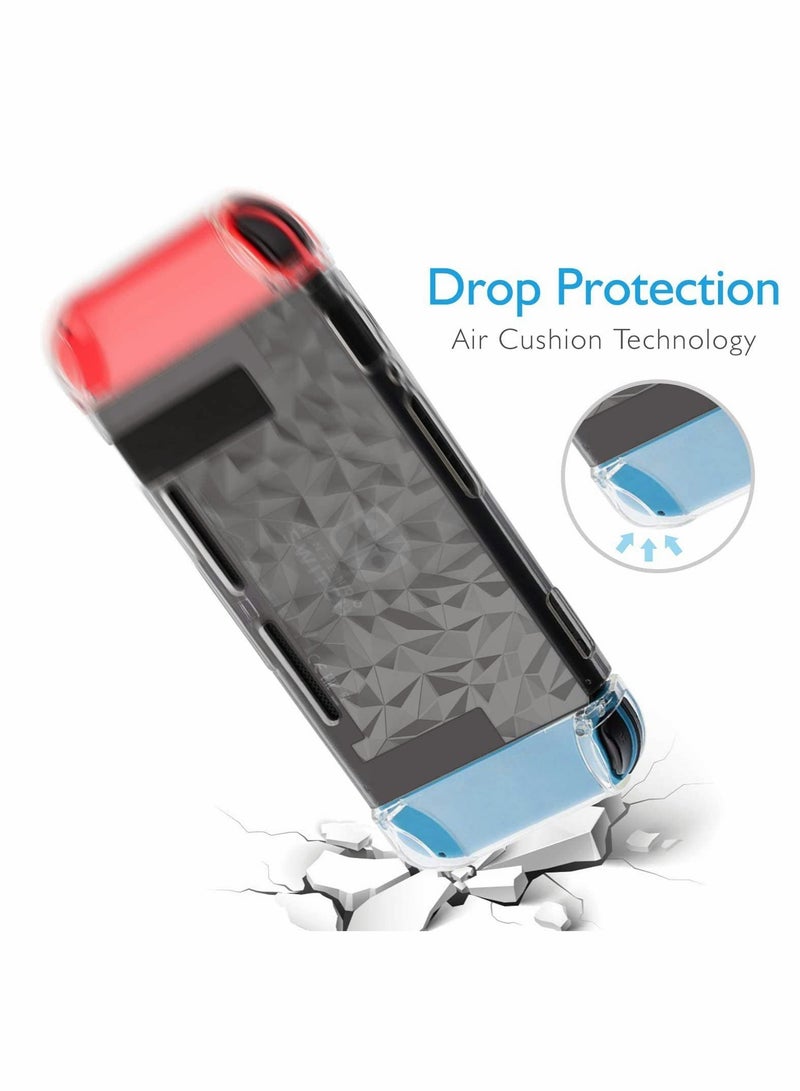 Clear Protective Case Cover for Nintendo Switch with Tempered Glass Screen Protector and Thumb Stick Caps Compatible with Switch Dock - Image 2