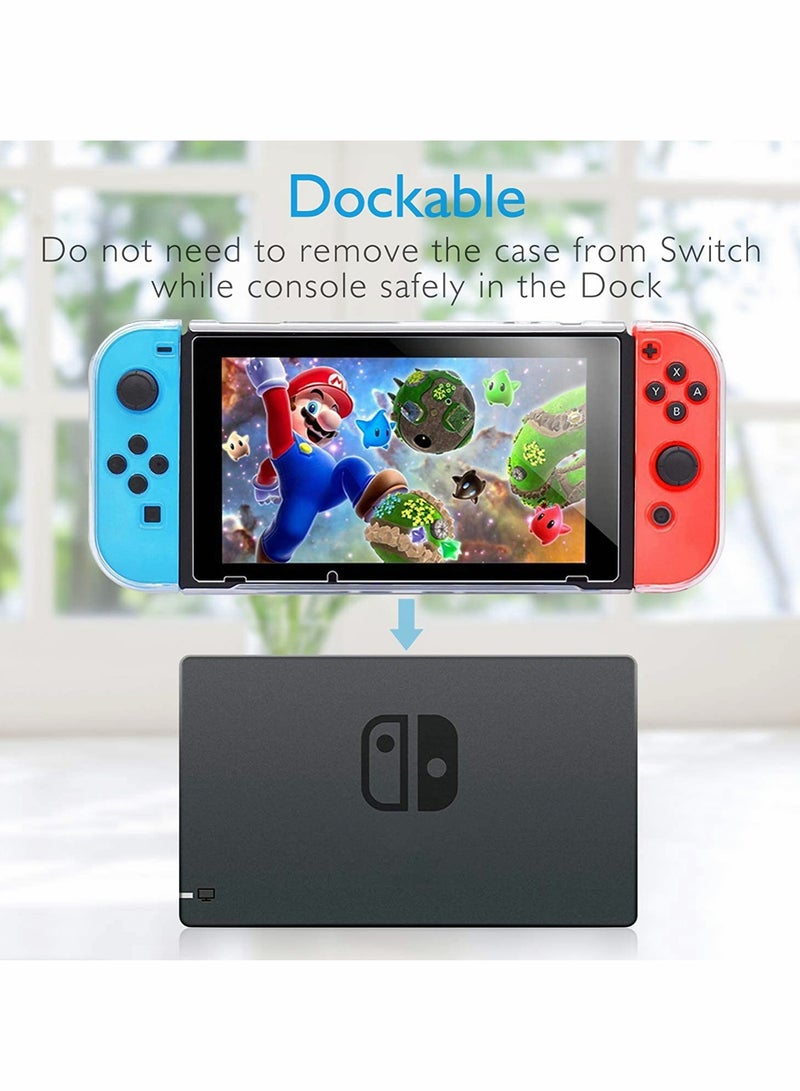 Clear Protective Case Cover for Nintendo Switch with Tempered Glass Screen Protector and Thumb Stick Caps Compatible with Switch Dock - Image 5