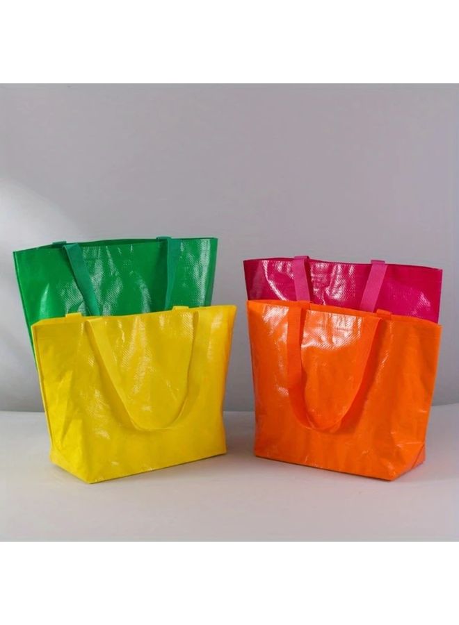 Heavy Duty Polyester Tote Bag Snake Skin Pattern Wide Base 44LB Capacity Rose Red Tangerine - Image 1