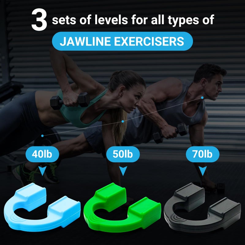 Tilcare Jawline Exerciser by Tilcare - Jaw Exerciser for Men & Women that helps to workout your Jaw, Neck and tone your face with exercise - Face Slimmer that will chisel the Jawline - 3-Pack 40, 50, 70 lb - Image 3