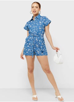 Floral Print Knot Detail Playsuit