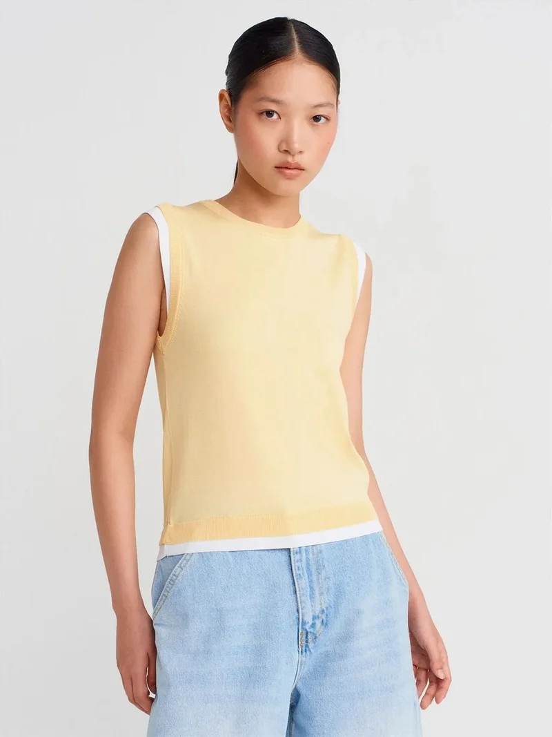 ديلفين DILVIN Sleeveless Ribbed Knit Shell Top