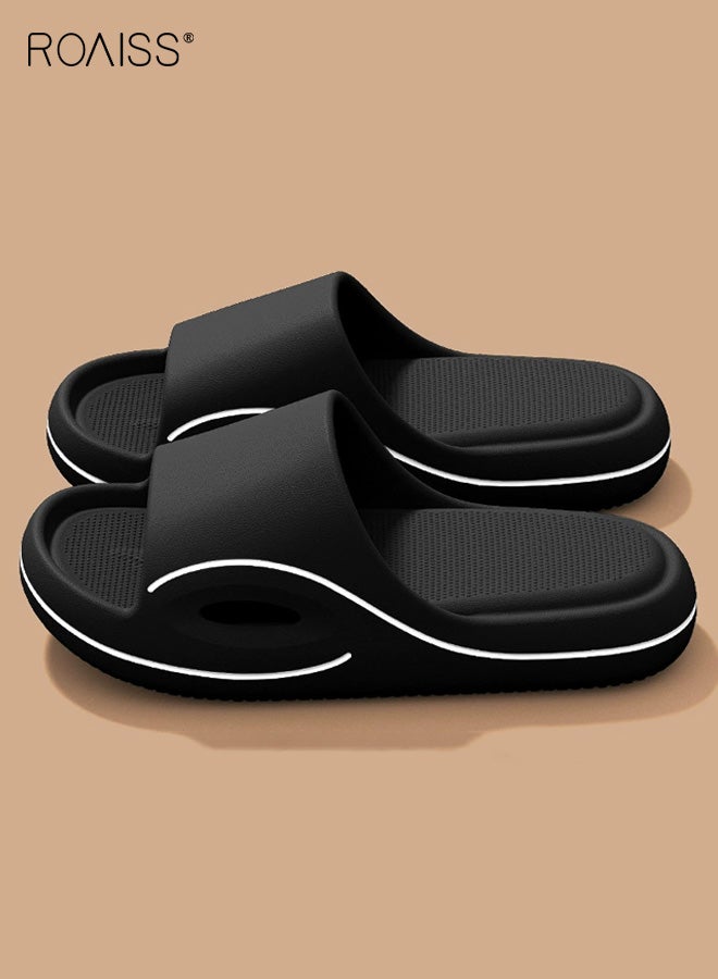 roaiss Men's Non-Slip Slippers, Women's Fashion Slippers, Summer Non-Slip Thick-Soled Line Sandals, Unisex Home & Bathroom Slippers with Soft Cushioning, Odor-Free EVA Breathable Flip-Flops, Black - Image 1