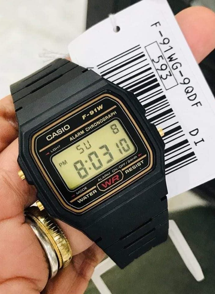 CASIO Men's Resin Digital Black Strap Wrist Watch F-91WG-9QDF - 38 mm - Black - Image 2