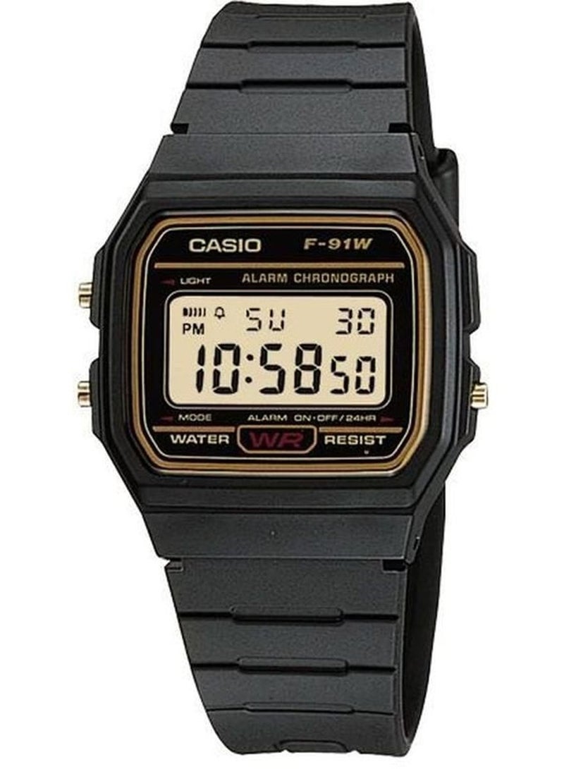 CASIO Men's Resin Digital Black Strap Wrist Watch F-91WG-9QDF - 38 mm - Black - Image 1