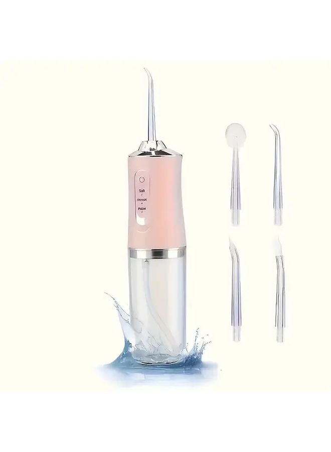 Pink USB Water Flosser Cordless Oral Irrigator Rechargeable Portable Dental Care - Image 1
