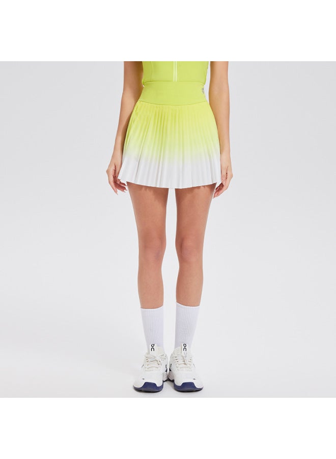 Short Tennis Skirt, Gradient Pleated Skirt, Faux Two-piece, Anti-exposure, Suitable For Running, Fitness, Sports, Yoga, Quick-drying, Breathable