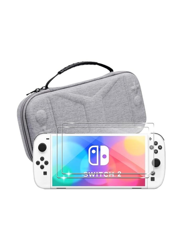 General NS Switch 2 (2025) Accessory Case + [2-Pack] NS Switch 2 Screen Protector Tempered Glass, NS Switch 2 (2025) 8-inch Hard Carrying Case  - Image 1