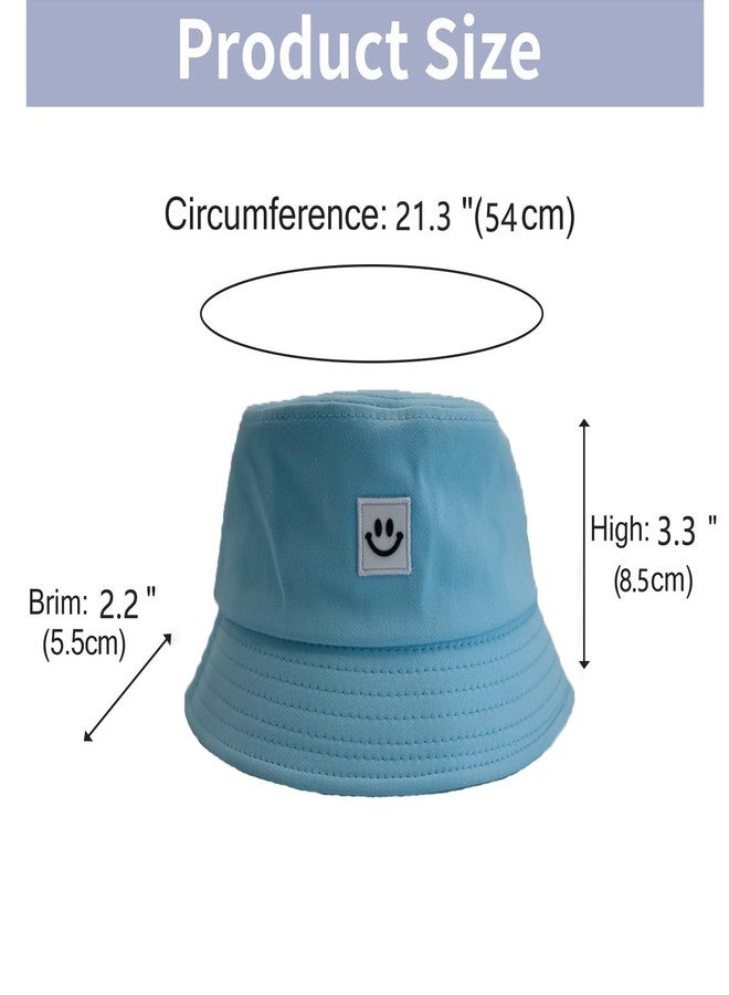AJG Kids Sun Hat Smile Face Bucket Hat for Girls Boys Summer Sun Protection Cotton Unisex Beach Cap Turquoise - Image 2