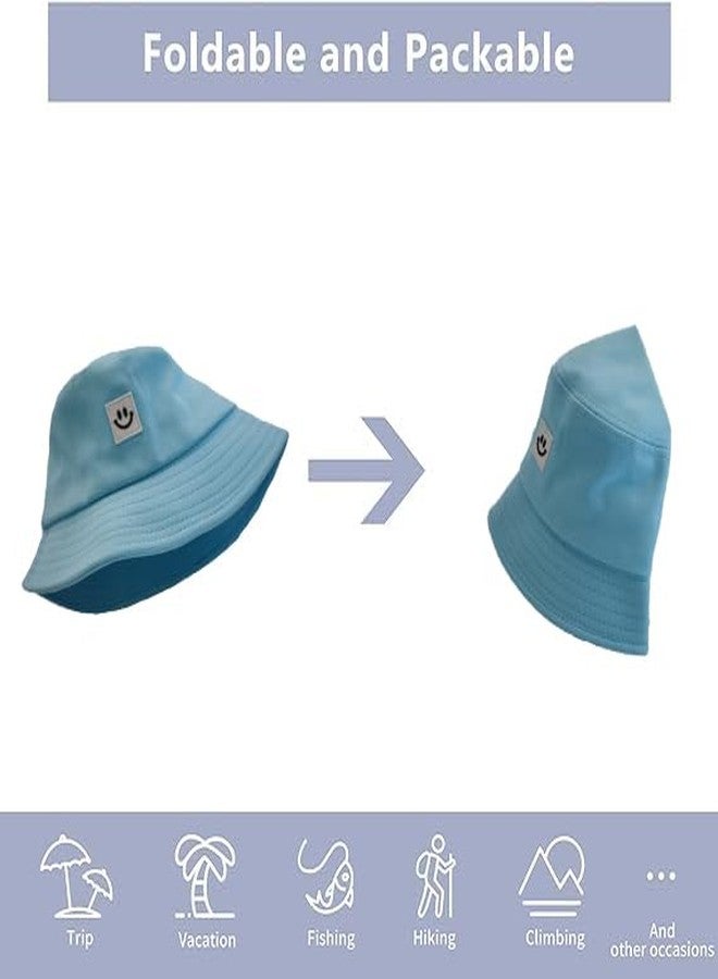AJG Kids Sun Hat Smile Face Bucket Hat for Girls Boys Summer Sun Protection Cotton Unisex Beach Cap Turquoise - Image 5