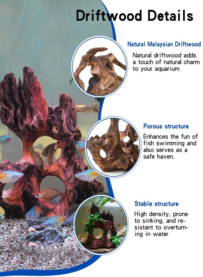 redfeiyang Aquarium Driftwood Fish Cave for Betta Fish Shrimp Hideout,10-12" Natural Porous Driftwood for Aquascaping with Low Tannins,Reptiles Shelter Fish Tank Decoration with Protein Cotton(No need to boil) - Image 5