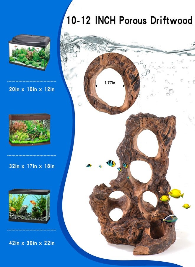 redfeiyang Aquarium Driftwood Fish Cave for Betta Fish Shrimp Hideout,10-12" Natural Porous Driftwood for Aquascaping with Low Tannins,Reptiles Shelter Fish Tank Decoration with Protein Cotton(No need to boil) - Image 3