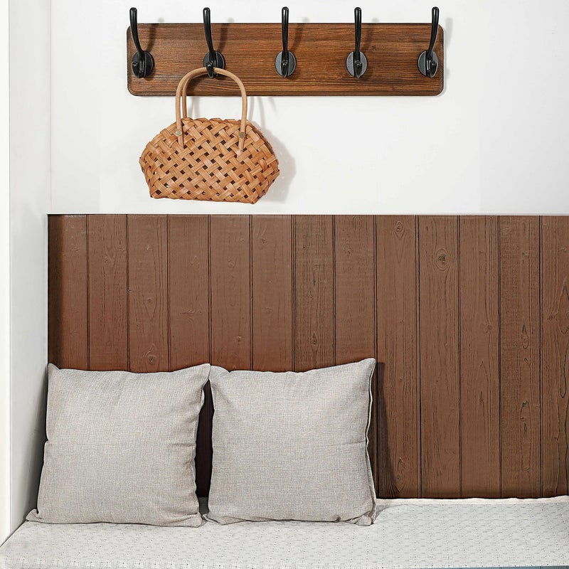 WEBI حامل معاطف ويبى مثبت على الحائط، خطافات معاطف مثبتة على الحائط، 16" من ثقب إلى ثقب، شماعة معاطف على الحائط، قضيب خطاف، 5 خطافات لتعليق المعاطف، القبعات، السترات، الملابس - Image 3