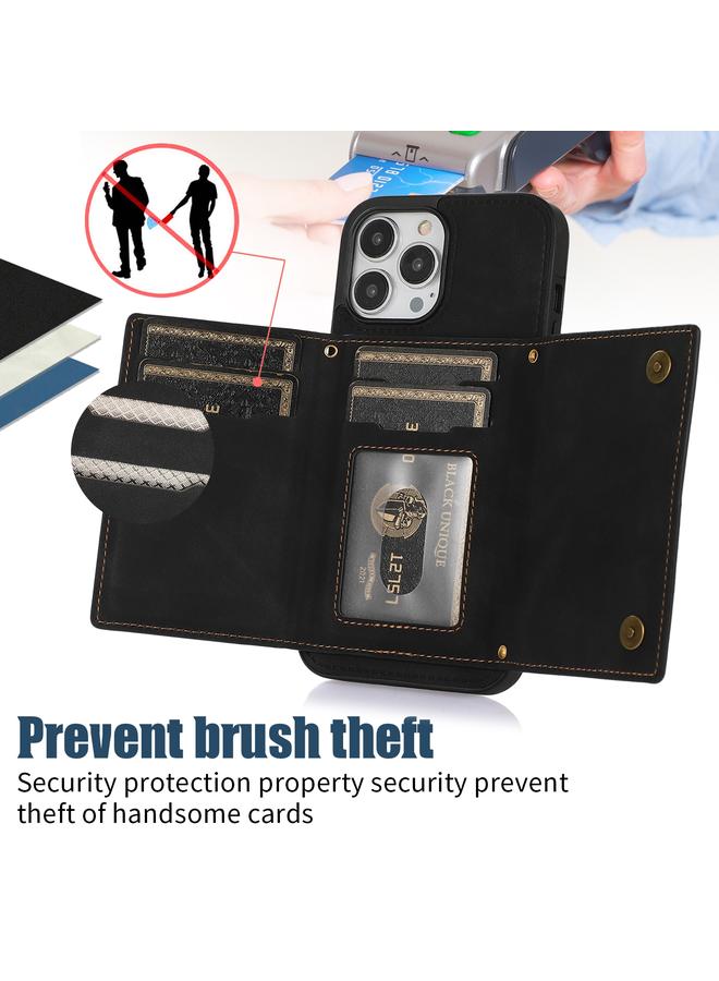 Zaboon Case For iPhone 13 Pro Max Three-fold RFID Leather Phone Case with Lanyard - Image 4