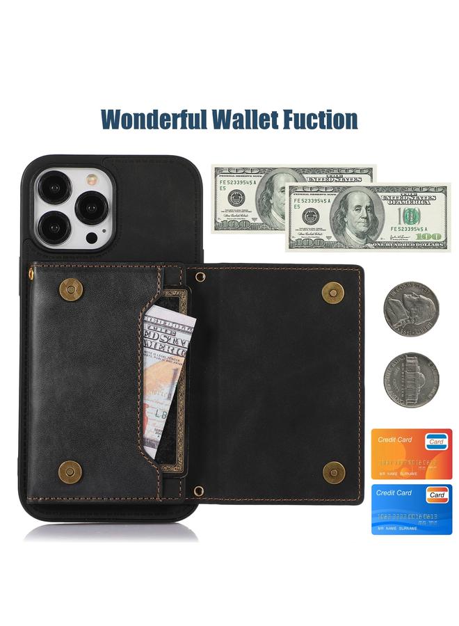 Zaboon Case For iPhone 13 Pro Max Three-fold RFID Leather Phone Case with Lanyard - Image 3