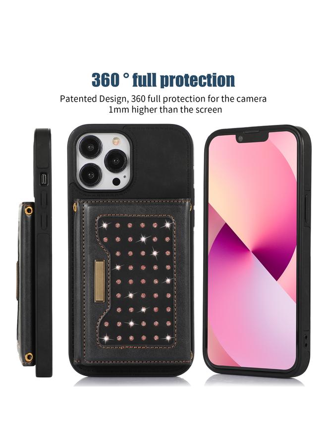 Zaboon Case For iPhone 13 Pro Max Three-fold RFID Leather Phone Case with Lanyard - Image 2