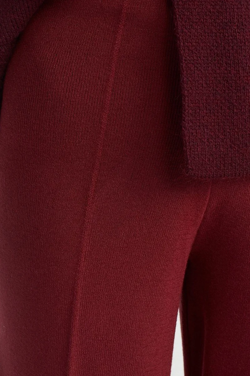 Dilvin Burgundy Red DILVIN Women's Wide-Leg Knit Trousers for Women | Best Price UAE