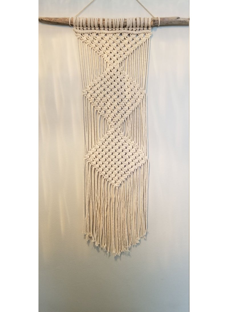 Antikiano handmade macrame piece made of cotton threads. It has a simple and beautiful design that adds a special decorative touch to any room. Perfect for hanging on the wall in bedrooms or living rooms, and makes a lovely gift for handmade item lovers. - Image 2