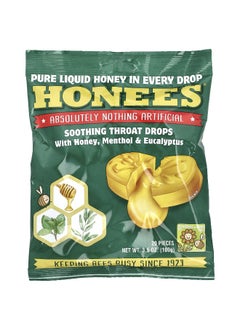 Honees Honees, Soothing Throat Drops. With Honey, Menthol & Eucalyptus, 20 Pieces, 3.5 oz (100 g)  - Image 1