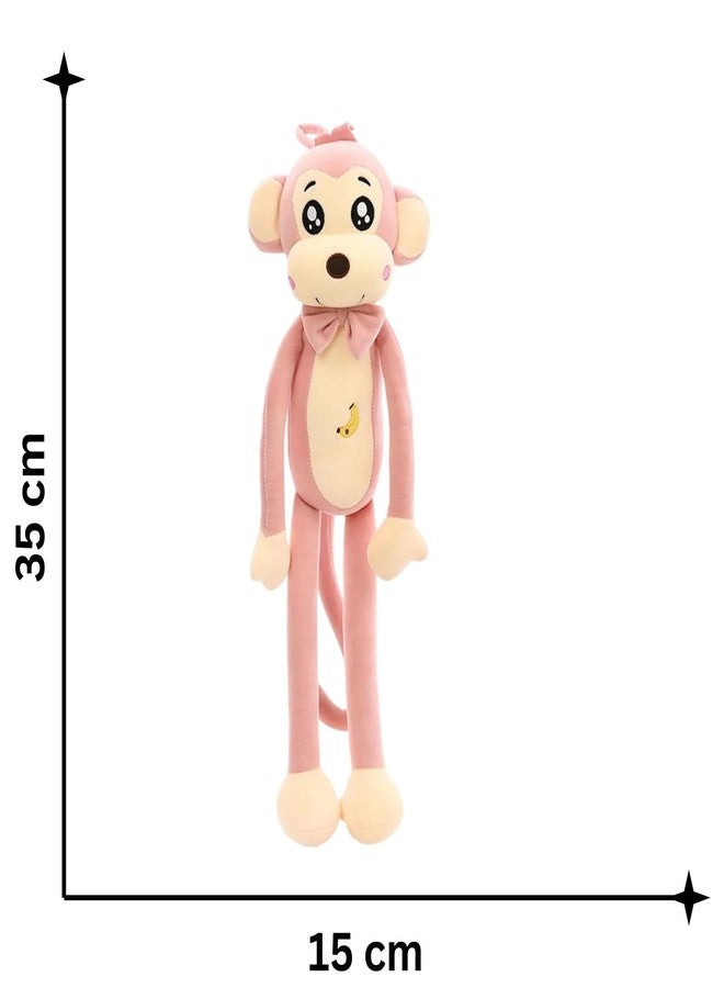 Tickles Monkey Soft Stuffed Plush Animal Toy for Kids Boys & Girls Birthday Gifts (Color: Pink Size: 35 cm) - Image 4