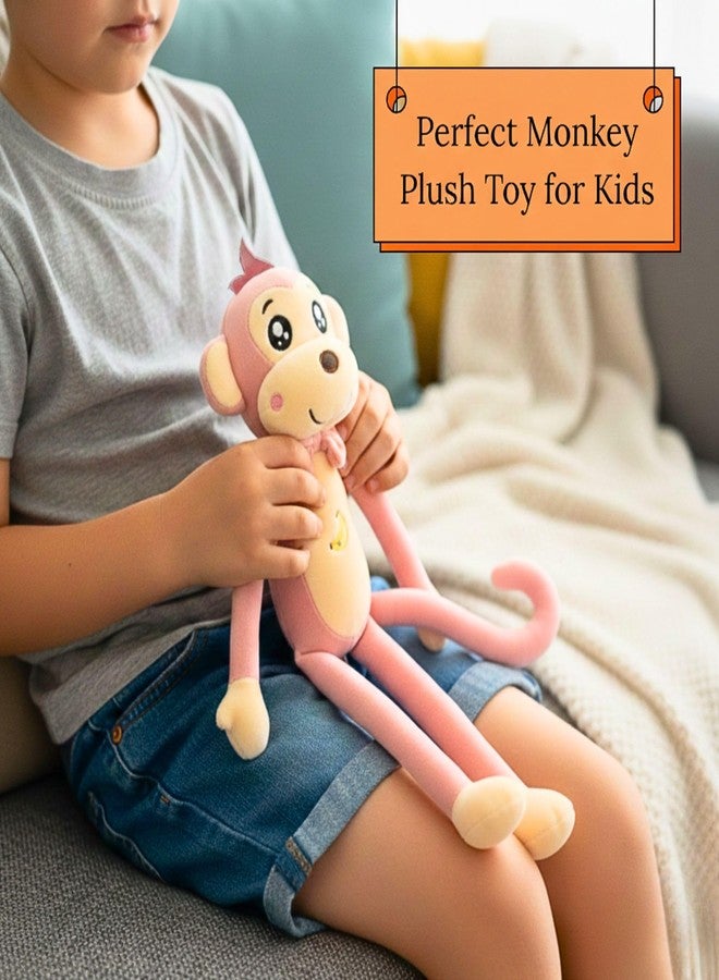 Tickles Monkey Soft Stuffed Plush Animal Toy for Kids Boys & Girls Birthday Gifts (Color: Pink Size: 35 cm) - Image 3
