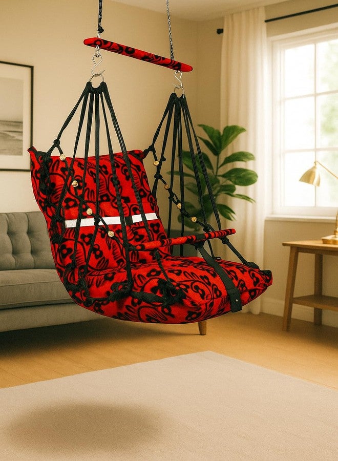 Kicchipai®Cotton Baby Swing for Kids 1-6 Years Jhula|Swings Cradle Chair|Foldable and Washable with Safety Belt|Home & Garden Jhula for Babies|Seat and Back Side 17x17 inch - Image 1